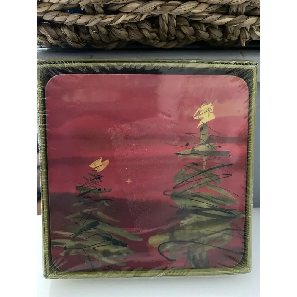 Rock Flower Paper 4 Coasters Abstract Cool Contemporary Christmas Tree 4